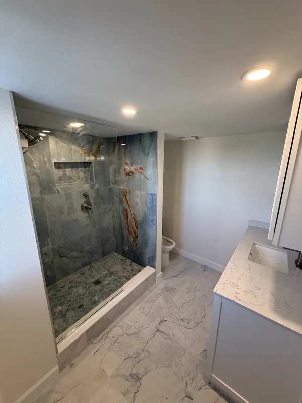 The same bathroom after the remodel