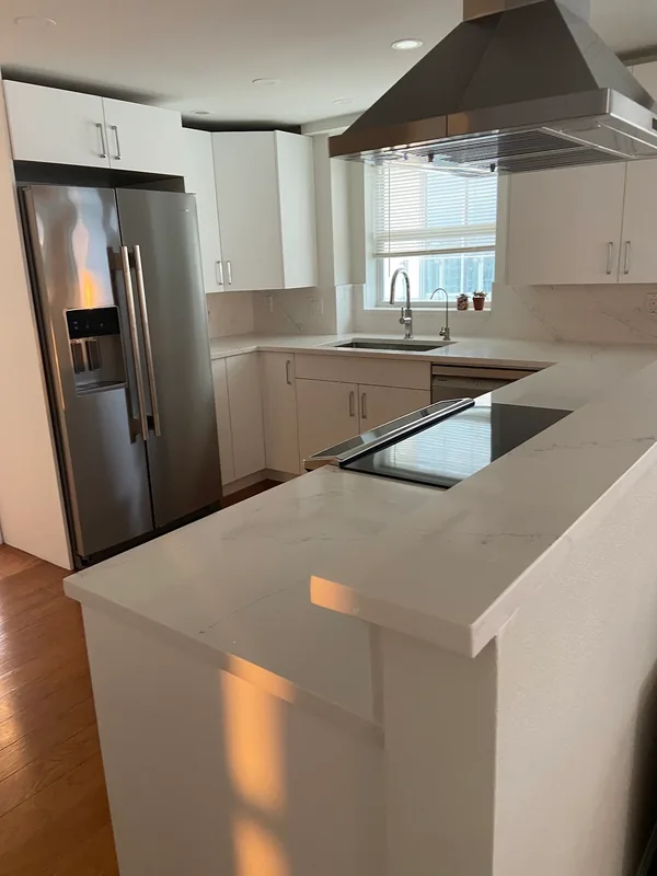 Finished condo kitchen, view 1
