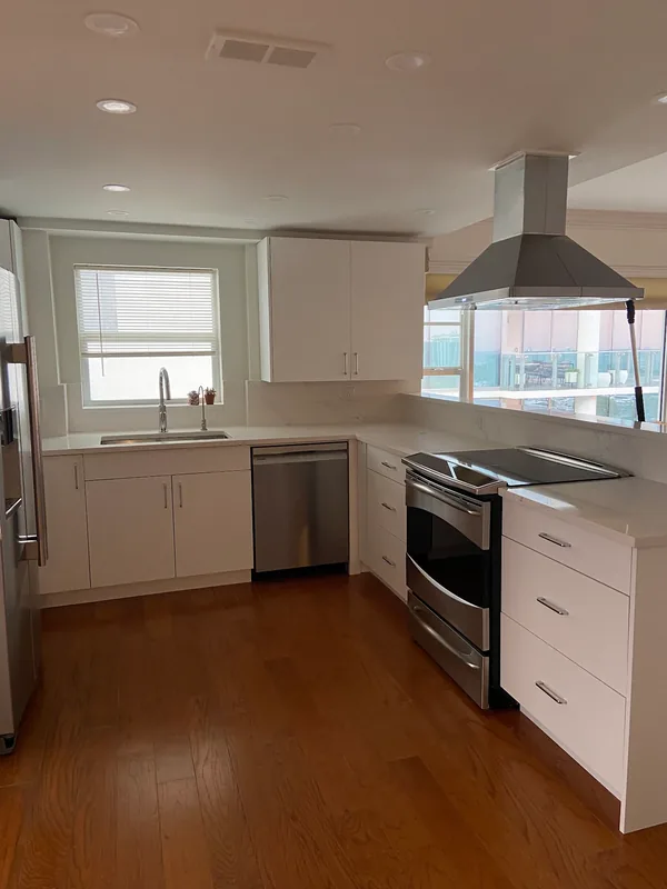 Finished condo kitchen, view 2